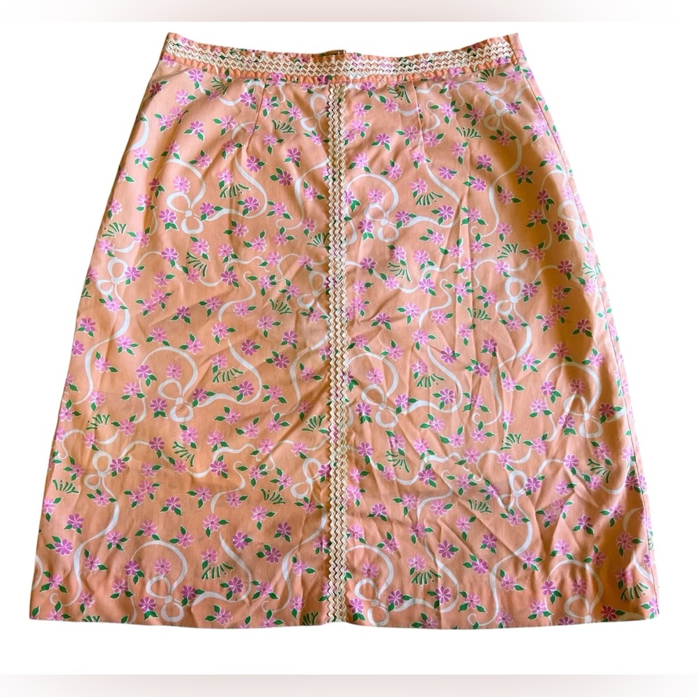 VTG The Lilly Pulitzer 60s 70s Floral Mod Retro Logo Skirt Sz 10 Resort USA Made
